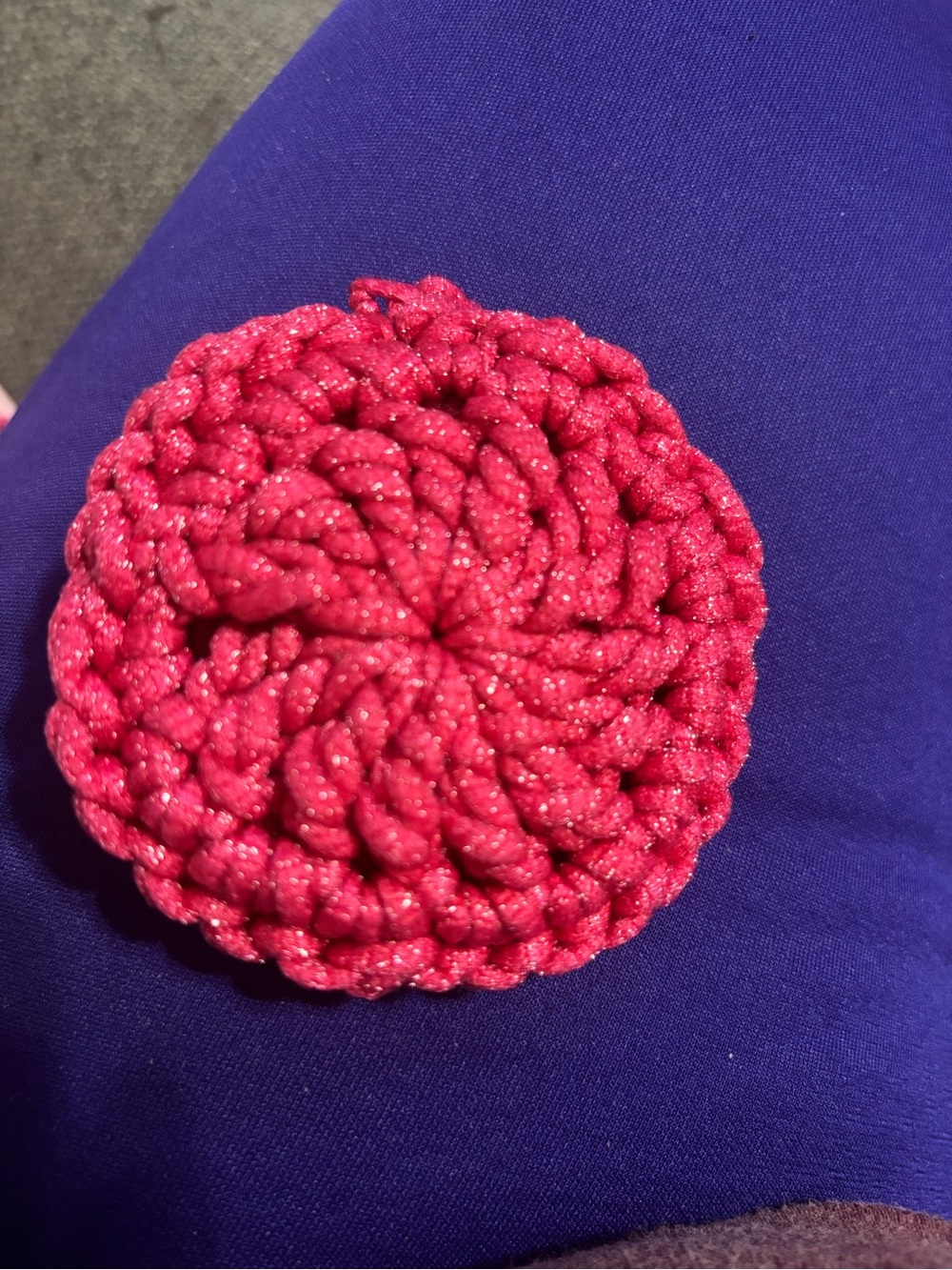 Handmade Sparkle Crochet Scrubby - Bright Pink